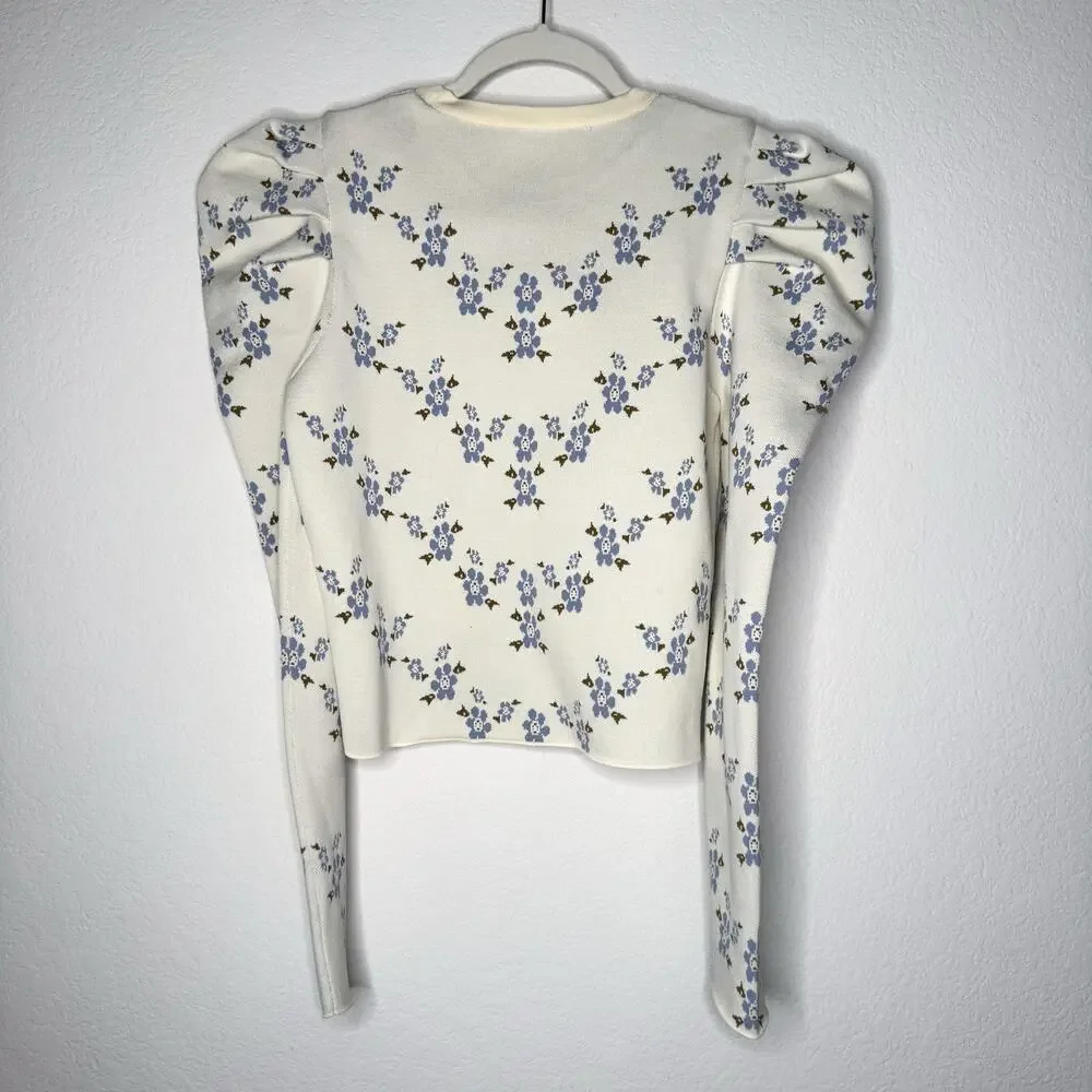 Zara Floral Knit Long‎ Sleeve Top
